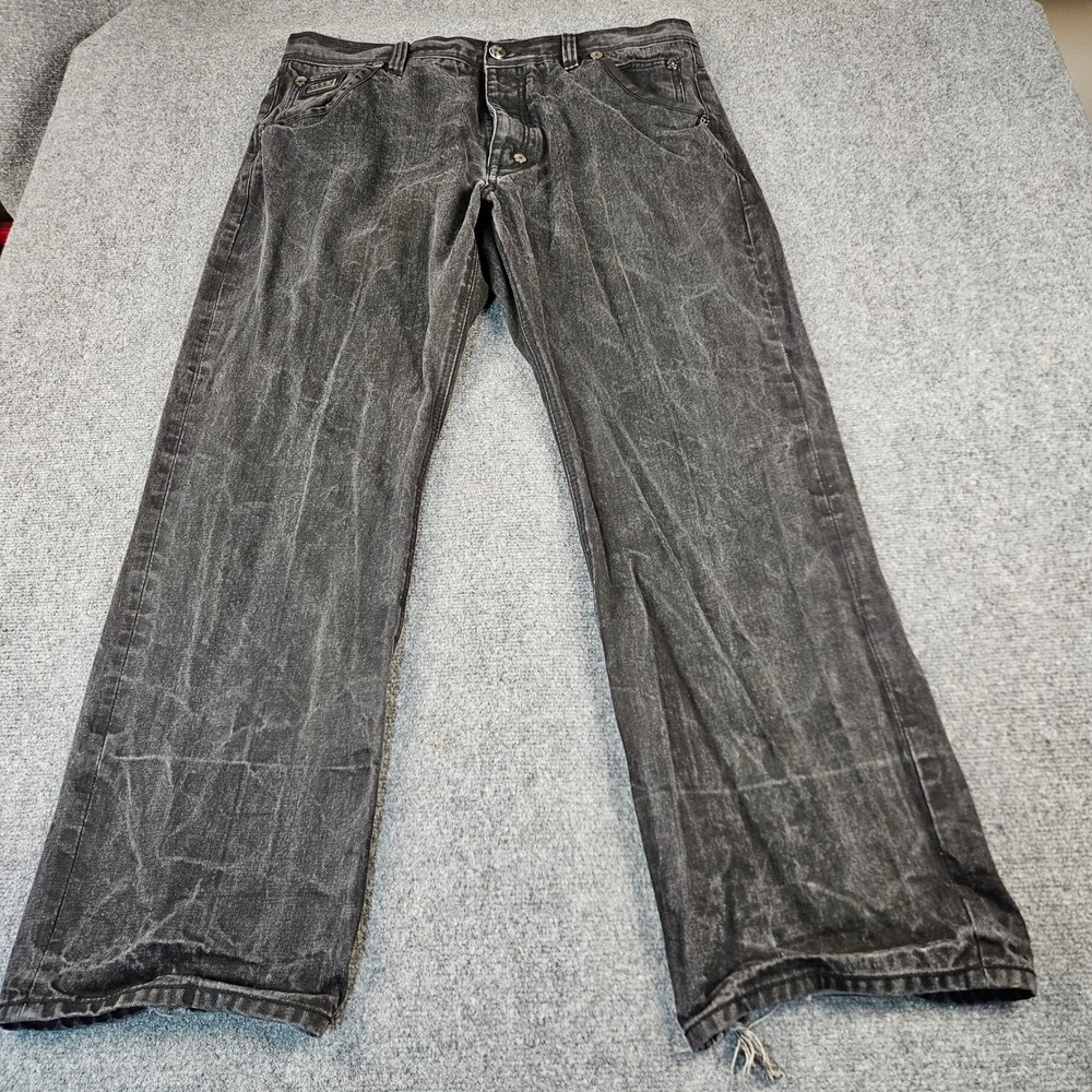 Coogi Mens Baggy Embroidered Jeans Black Wash Streetwear Hip Hop Denim
